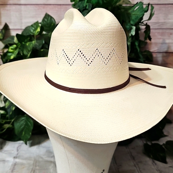 Stetson Accessories - Stetson NWT Peeler Straw Cowboy Hat with Brown Band 6- 7/8R With 4" Brim